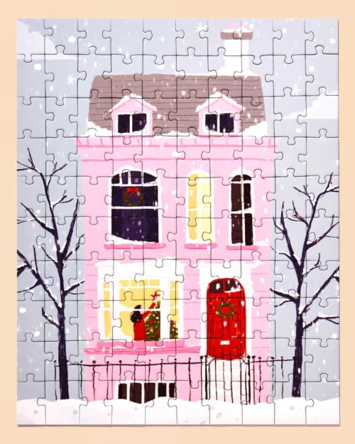 Christmas Pink House Puzzle by Maja Tomljanovic 100 pièces 1
