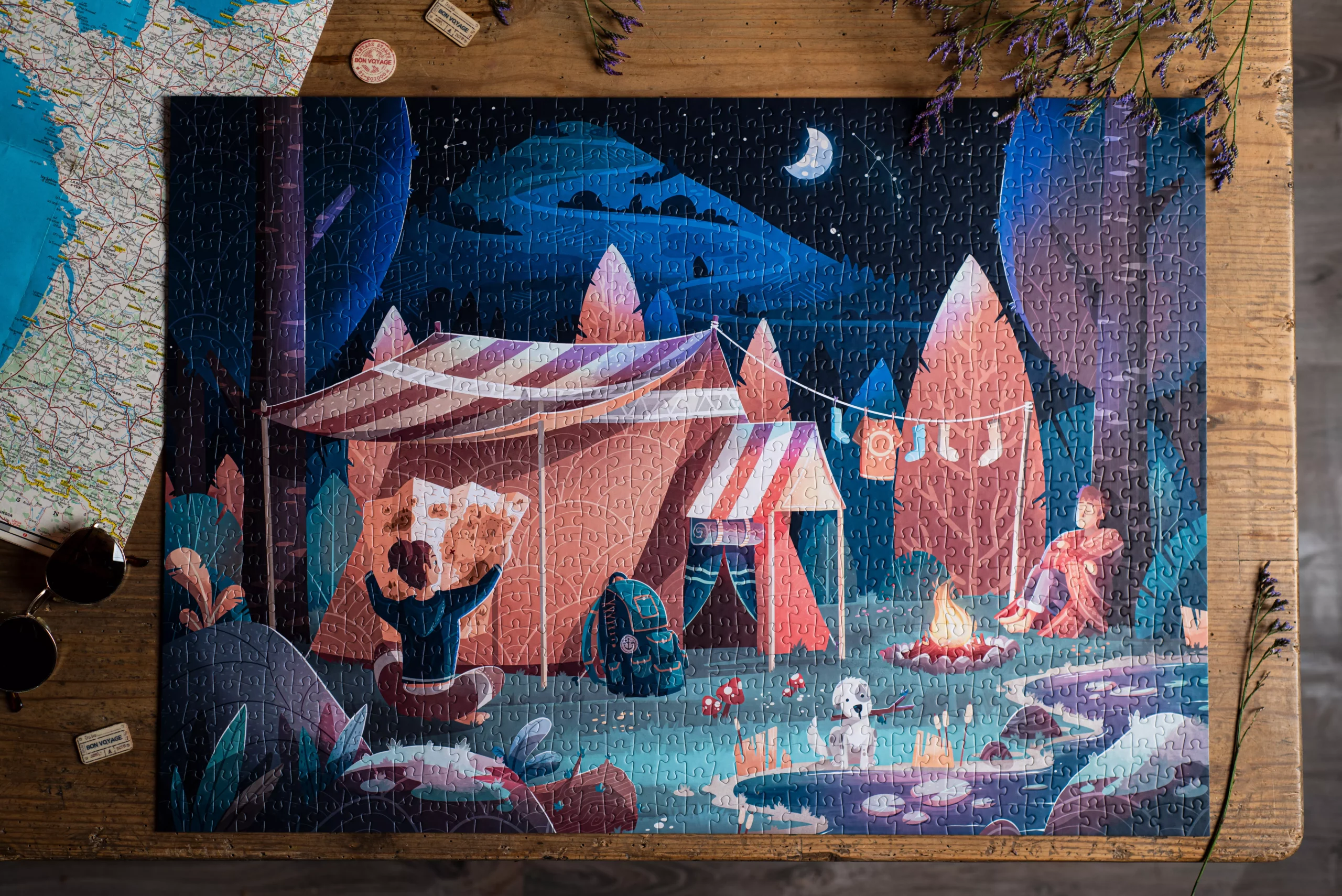 Puzzle Trevell 1000 pièces de Eor Glas Studio : Camping under the stard