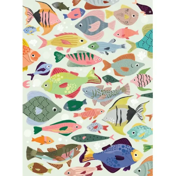 puzzle a sea of colors puzzlefolk de 1000 pièces, puzzle coloré, puzzle poissons.