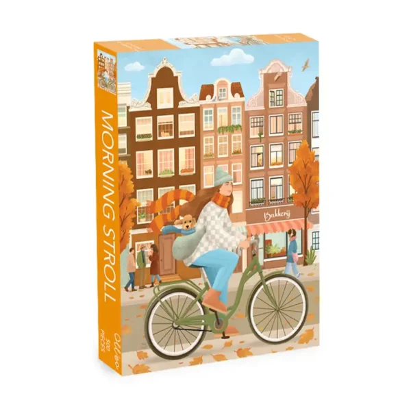 puzzle Morning Stroll de Oll'eo de 500 pièces, puzzle Amsterdam, puzzle Automne