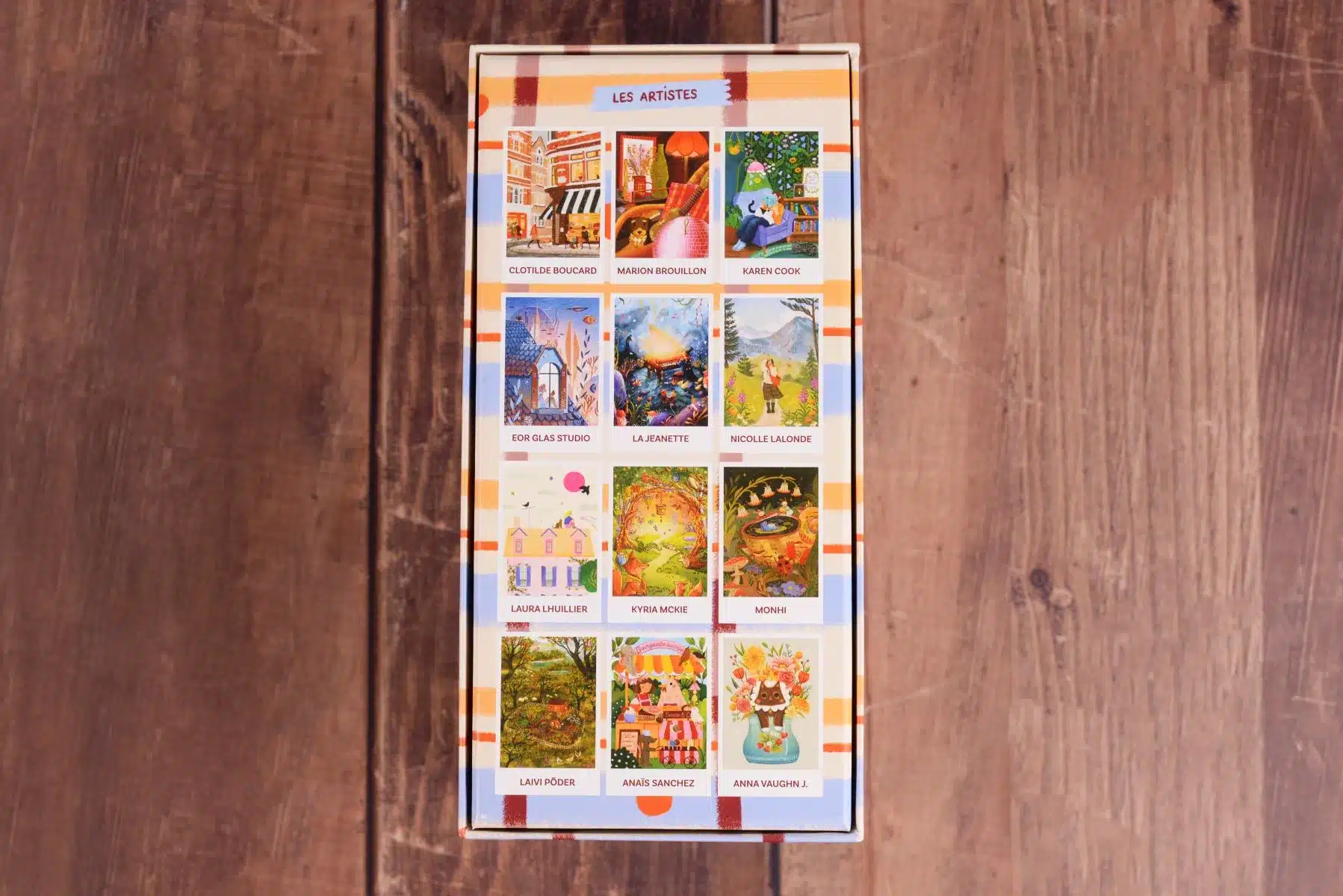 Photo des illusttrations présente dans le Coffret Artiste de Trevell, coffret de 12 minis puzzles de 99 pièces illustré par 12 artistes différents