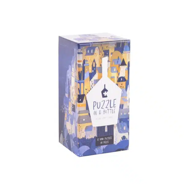Coffret Puzzle in a bottle de Trevell contenant 12 mini puzzles de 99 pièces