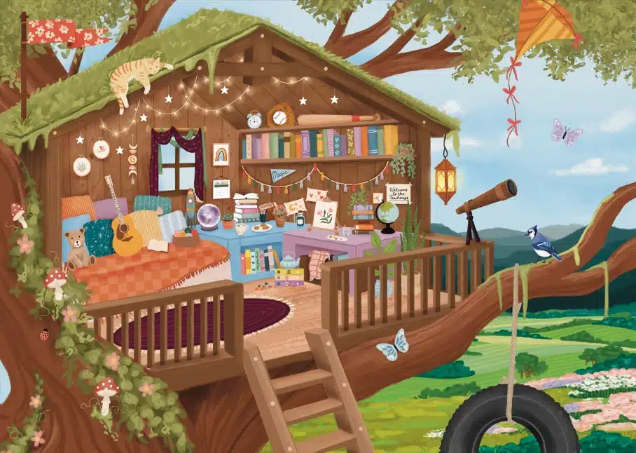 puzzle villager Treetop Hideout 250 pieces illustration
