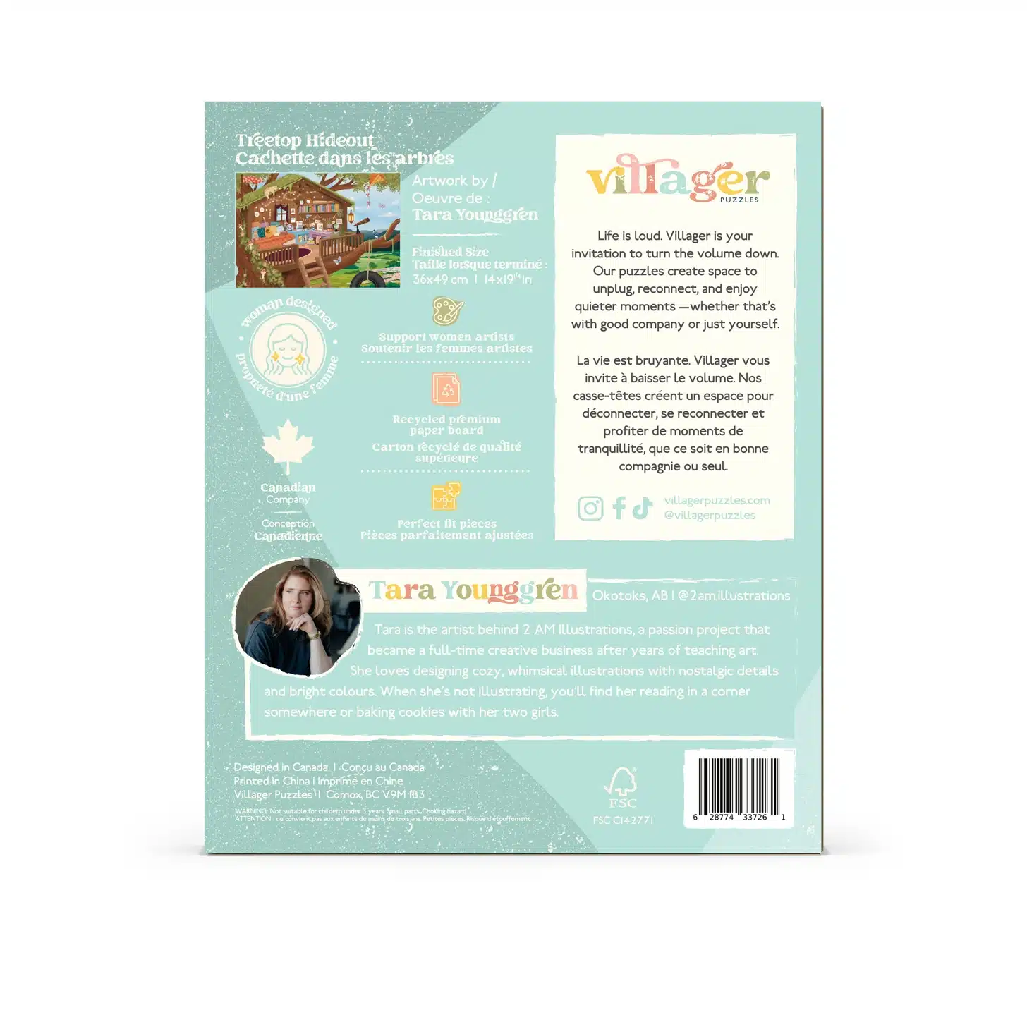 puzzle villager Treetop Hideout 250 pieces verso