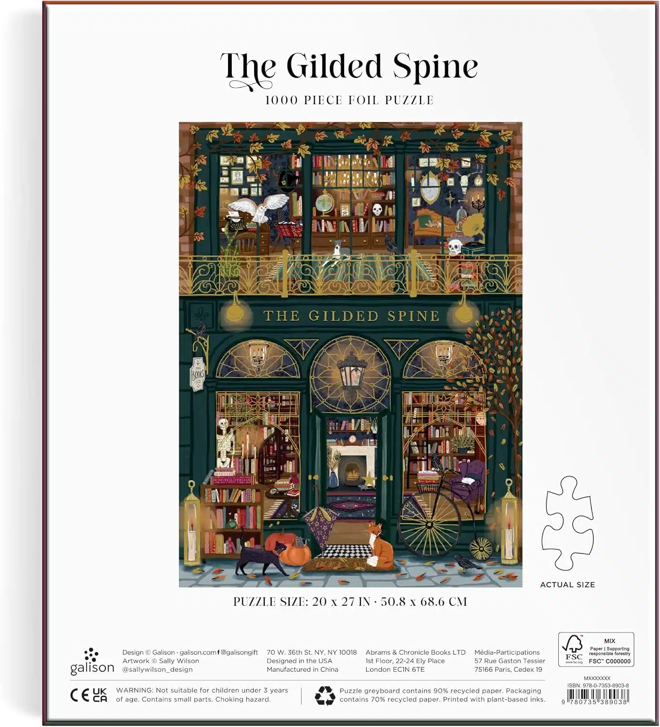 puzzle galison the gilded spine 1000 pieces dos